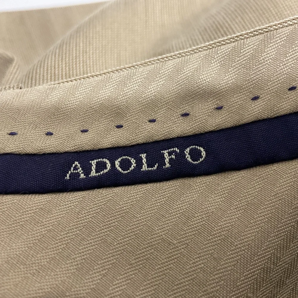 Adolfo‎ Suit Mens 32x29 Tan 2-Piece Interview Blazer Trousers Textured Khaki